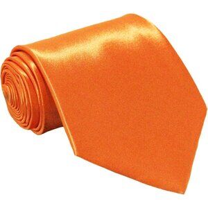 Men's Orange Solid Pure Color 3.75" Imported Satin Formal Neck Ties